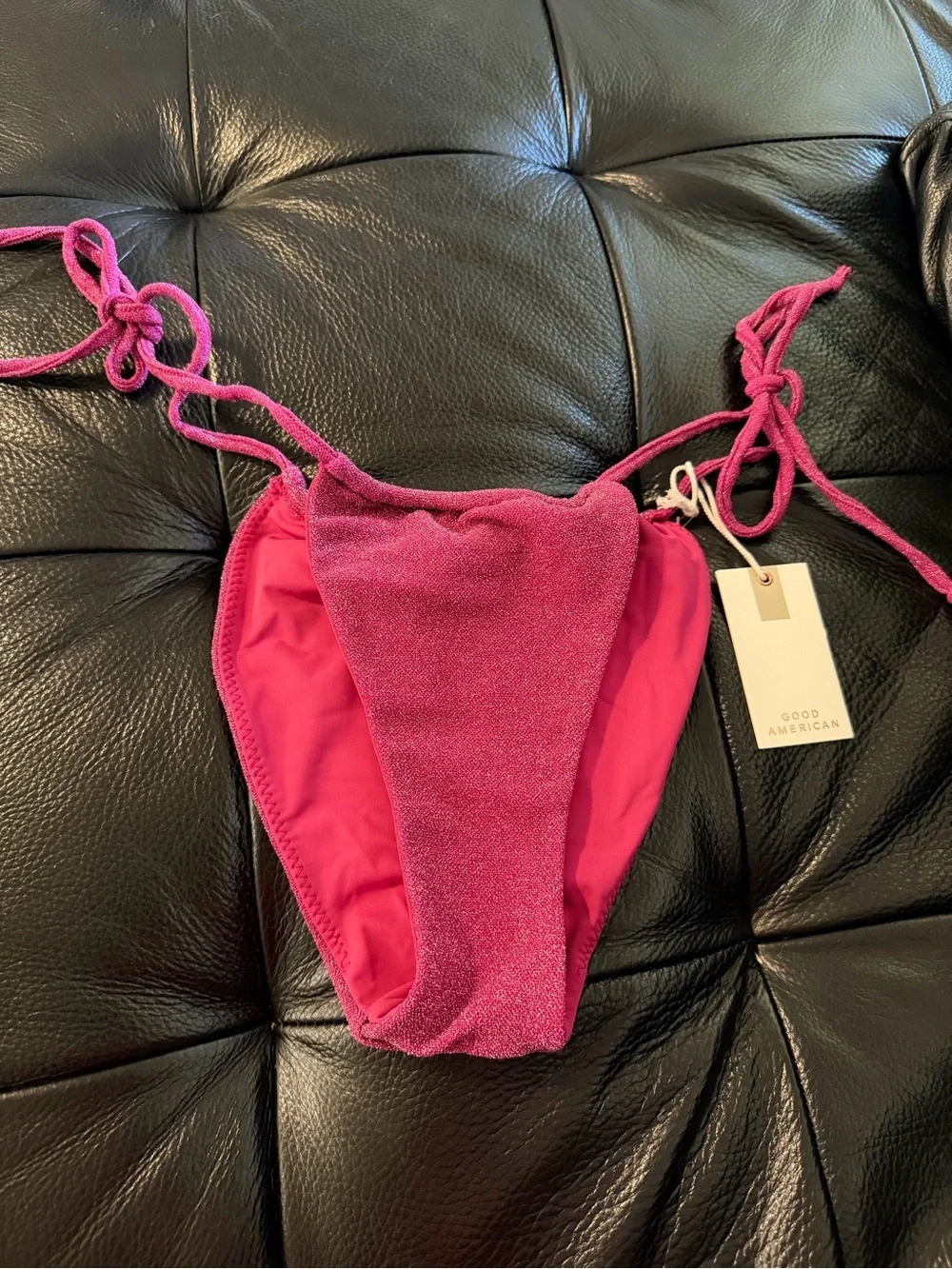 Good American Sparkle Tiny Ties Bikini Bottoms Size 2/Med